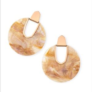 Diane Rose Gold Statement Earrings In Brown Pearl